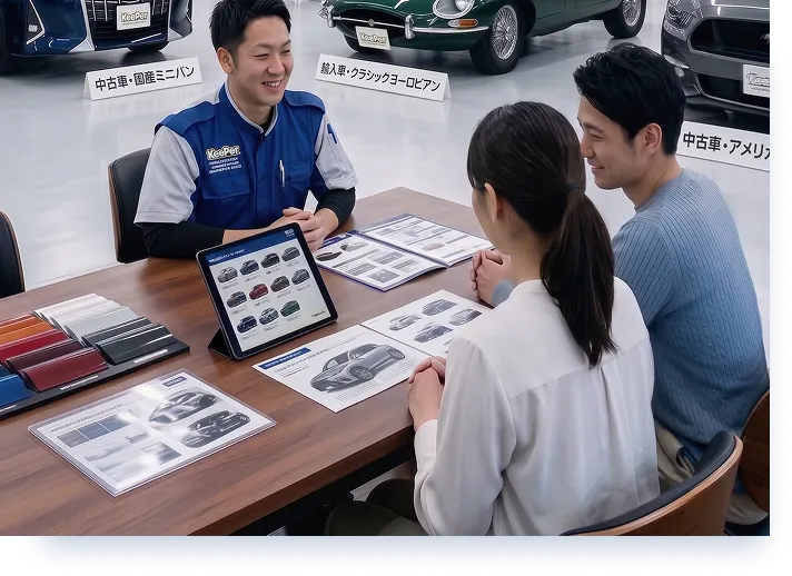 店内でスタッフとお客様が相談する画像