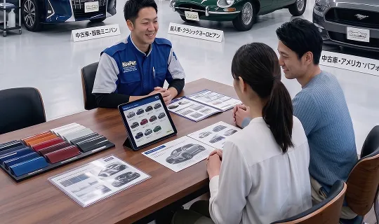 スタッフと来客店の画像